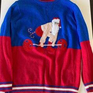 Weightlifting Santa Christmas sweater